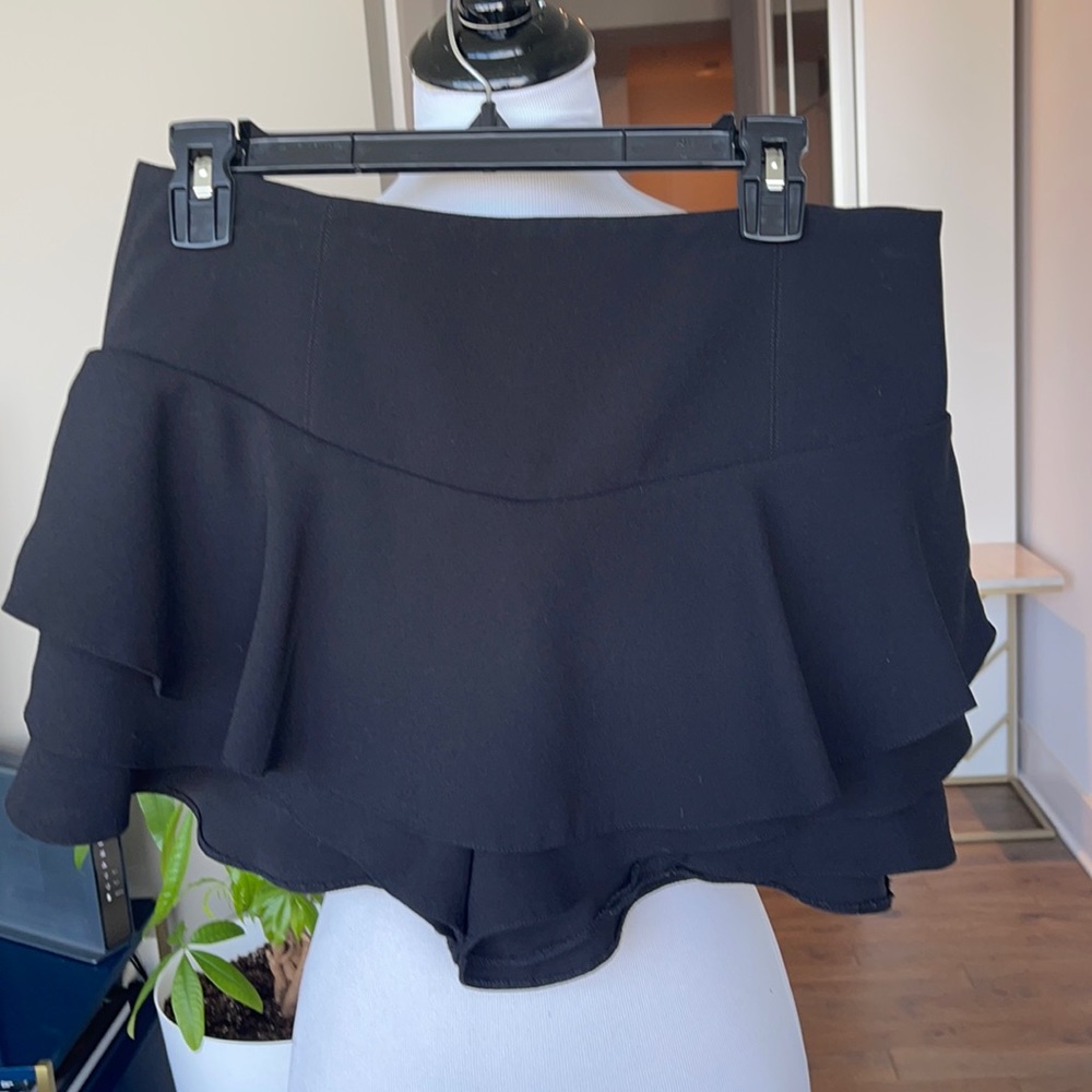 Black Zara Woman Flouncy Ruffle Skort